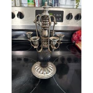 Vintage patina silver plated candelabra